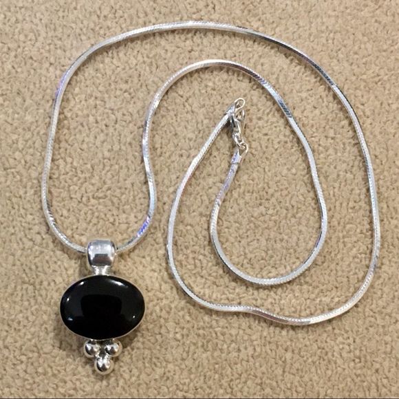 TAXCO Black Onyx Sterling Silver 925 Necklace - Picture 5 of 11